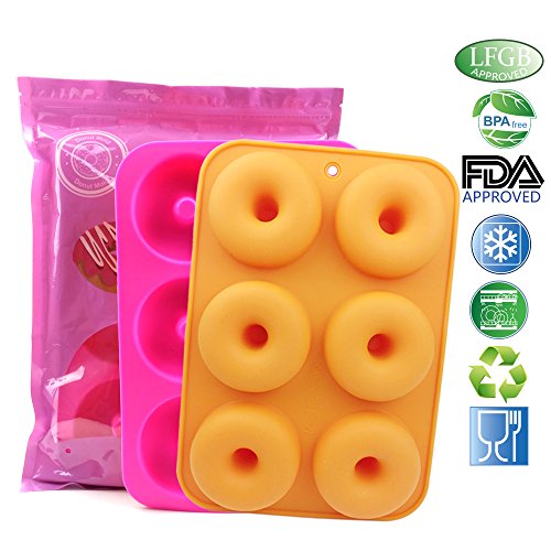 Goodlucky365 (2 stück) 6 silikon – kuchen formen, donut formen, donut – schokolade seife – gelee – backform, geeignet für geschirrspüler, backofen, mikrowelle, kühlschrank - 2