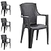 Produktbild Mojawo 4 Stück XXL Stapelstuhl Gartenstuhl Bistrostuhl Gartensessel stapelbar Rattan-Optik Balkonmöbel Gartenmöbel Anthrazit
