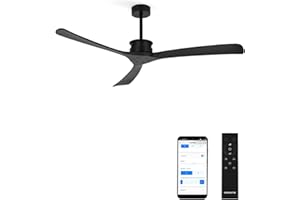 CREATE / WINDLARGE/Deckenventilator Schwarz mit WLAN und Fernbedienung/XL, 40W, Leise, Ø152 cm, 6 Geschwindigkeiten, Timer, DC-Motor, 6 Geschwindigkeiten, Sommer-Winterbetrieb