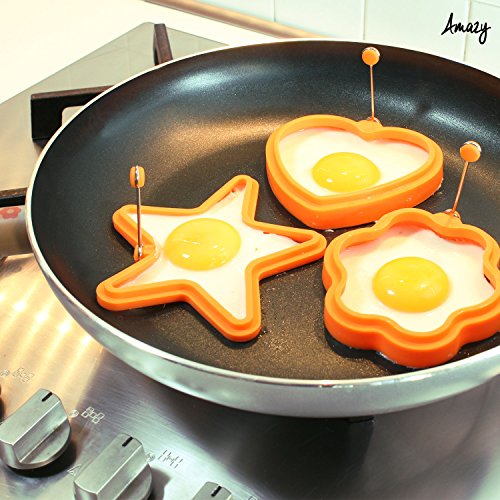 Amazy Silikon Spiegeleiform (2er Set) – Die lustige Frühstücksidee bringt Ihre Spiegeleier und Pfannkuchen in die perfekte Form (Rund) - 4