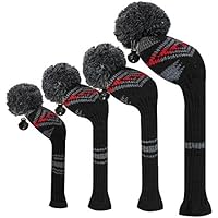 Scott Edward gris rojo negro patrón abstracto Golf Club cabeza Covers, hilo acrílico double-layers de punto, juego de 4