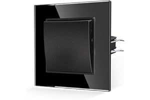 JIMEIDA Włącznik światła podtynkowy szklany 1-drożny, 1-drożny, czarny, przełącznik ścienny, 10 A, 250 V