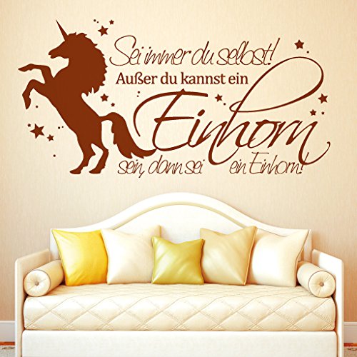 Wandtattoo Loft Schriftzug „Sei immer du selbst! Außer du kannst ein Einhorn sein, dann sei ein Einhorn“ mit Einhorn / 54 Farben / 2 Größen / türkisblau / 35 cm Höhe x 68 cm Breite - 3