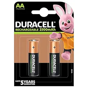 Duracell Rechargeable AA 2500mAh Batteries, Pack of 2