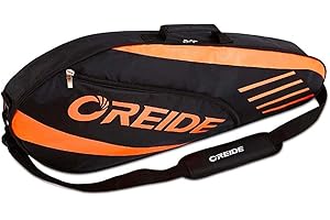 TentHome Bolsa de Raqueta de Badminton, bolsa de Raqueta con correa de hombro para 3 Raquetas o doble Raqueta de Tenis, Unisex (naranja y negro)