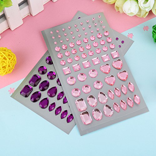Shappy Selbstklebend Handwerk Schmuckstein Flatback Edelstein Kristall Strass Sticker Verzierungen, Verschiedene Größen, 5 Farben, 5 Blätter - 5