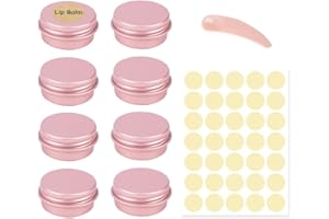 Pack de 8 envases de aluminio, BEPSYOM envases vacíos de aluminio de 10 ml, envases de bálsamo labial con pegatinas redondas, envases de crema para rellenar bálsamo labial, loción, crema, mascarillas