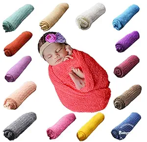 Babymoon Baby Photography Props Stretch Without Wrinkle, Anti-Pilling, Breathable Blanket Swaddle Wrap (Steel Grey)