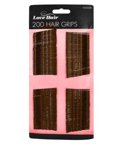 LazyFrog® 200pc Brown Hair Grips Clips Bobby Kirby Pins Clamps Set Salon Waved Slides Wholesale Set