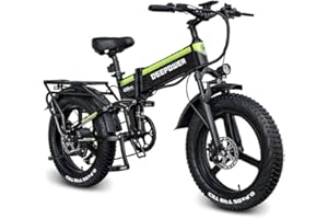 DEEPOWER H20pro Bicicleta Eléctrica para Adultos, 20' x 4.0 Fat Tire EBike con 48V 25Ah Batería Extraíble, 25KM/H, 7 Velocità Bicicleta Eléctrica Plegable, Amortiguadores Hidráulicos Duales, 75-110 KM