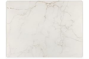 MULDALE White Marble Effect Chopping Board - Toughened Glass Worktop Saver Non Slip for Cutting - Heat Resistant for Protecting Kitchen Work Surfaces - 40cm x 30cm