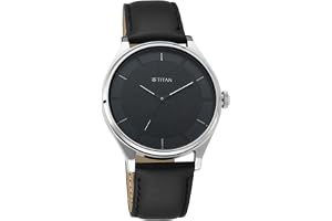 Titan Workwear Quartz Analog Black Dial Black Leather Strap Watch for Men - NT1802SL11