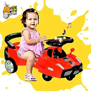 Cosmo Magic Baby Racing Safari Ride On Car Manual Push Twister with Twin LED Lights & Music for Baby, Kids, Girls and Boys ( 1 Year to 4 Years, Red)