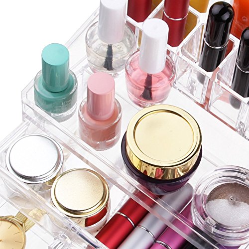 ISWEES Make Up Tasche Storage Kosmetik Organizer Aufbewahrung 2 Teile 4 Große Schubladen Acryl,Transparent - 8