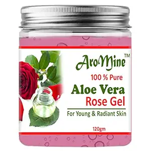 AroMine Pure & Organic Aloe Vera Gel with the Goodness of Rose(120 gm)