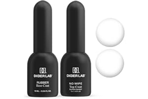 Didier Lab Rubber Base y Top Coat Semipermanente para Pintauñas Semipermanentes - Sin HEMA ni TPO - Kit Esmalte - LED UV Top Coat y Base Coat para Gel Uñas 2pcs