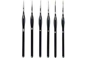 HTHL 6PCS Fine Detail Paint Brushes Set, Miniature Painting Brushes for Mini Detailing Art Painting-Acrylic, Oil, Watercolor, Gouache, Face, Nails Art, Models and Line Painting(Black)