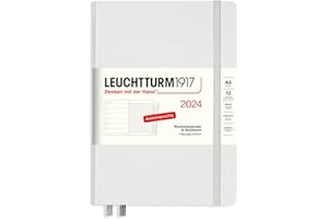‎LEUCHTTURM1917 LEUCHTTURM1917 367700 Wochenkalender & Notizbuch Medium (A5) 2024, mit Extraheft für Adressen und Jahrestage, Light Grey, Deutsch, 12 Monate