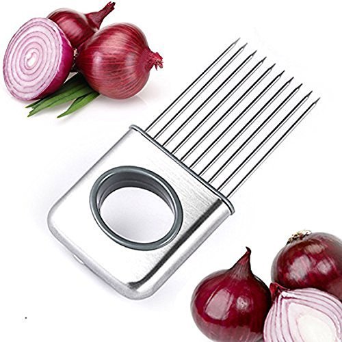 LifeJoy Zwiebel Halter Gemüse Kartoffel Cutter Slicer Gadget Edelstahl-Gabel-Slicing Geruch Entferner-Küche-Werkzeug-Hilfe-Gadget Chopper Cutting