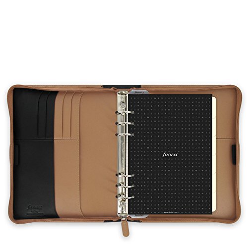 Filofax A5 Nappa Leather Zipped Organiser - Taupe/Black