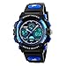Produktbild SKMEI 1163 Unisex Armbanduhr Sportuhr Kinderuhr Dual Display analog digital 50 Meter wasserresistent schockresistent Multifunktion mit Alarm Chronograph El Hintergrundbeleuchtung - blau + schwarz