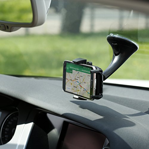Supporto Arendo per smartphone, inserimento rapido, snodato a 360Â° e ventosa | Tenuta universale automatica per veicoli | Adatto per i telefoni mobili / smartphone / phablet / apparecchiature di navigazione | portatile | compatibile con il respingente / Case / Custodia