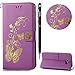 Produktbild WIWJ Schutzhülle für Samsung Galaxy A7 2017 Handyhülle Leather Case für Galaxy A7 2017 Hülle Lederhülle [Heißprägen Prägung Schmetterlinge Ledertasche]Hülle für Samsung Galaxy A7 2017-Lila