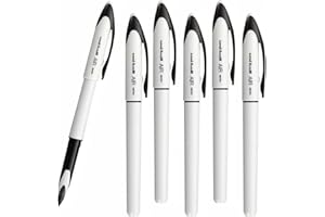 FIINIX 6 x Uni-Ball Air Rollerball Pen | With Unique Pressure Sensitive Air-Tip which Varies Line Thickness | 0.5mm Fine Point Nib, Black Ink | Loose in Plain Packaging