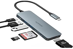 Hub USB C, HOPDAY 6 en 1 Adaptateur avec HDMI 4K, 2 x USB 3.0, Lecture de Carte SD/TF, Port de Charge 100W, USB-C vers Compatible avec MacBook,iPad, Clavier, Souris et Plus D'appareil