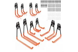 FIAMER Steel Garage Storage Utility Double Hooks, Long U U, Heavy Duty, Tool storage for ladders, Bike, Hoses, And more equipment