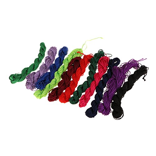 MagiDeal 20pcs 28 Meter x1 mm Geflochtenes Chinesisch Verknoten Makramee Satin Schnur - 4