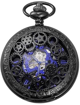 EASTPOLE Herren Damen Retro Schwarz Mechanische Taschenuhr Skelettuhr WPK219 + EASTPOLE Geschenkbox