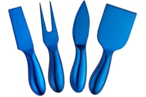 BUYER STAR Lot de 4 couteaux à fromage en acier inoxydable Bleu