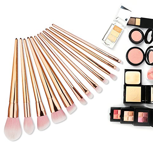 Oshide 12 Stück Make up Pinsel Set einschließlich Foundation Puder Bürste Lidschatten Eyeshadow Blush Lippe Kosmetik Pinsel Werkzeuge – Rose Gold - 3