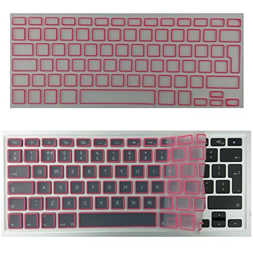 i-Buy Matte Gummierte Harte Schutzhülle Hülle für Apple Macbook Pro 13.3 Zoll mit DVD-Treiber + Schutzfolie + Silikon Tastaturschutz + Anti-Staub-Stecker – Rosa - 6