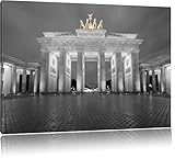 schönes Brandenburger Tor schwarz/weiß Format: 100x70 auf Leinwand, XXL riesige Bilder fertig gerahmt mit Keilrahmen, Kunstdruck auf Wandbild mit Rahmen, günstiger als Gemälde oder Ölbild, kein Poster oder Plakat