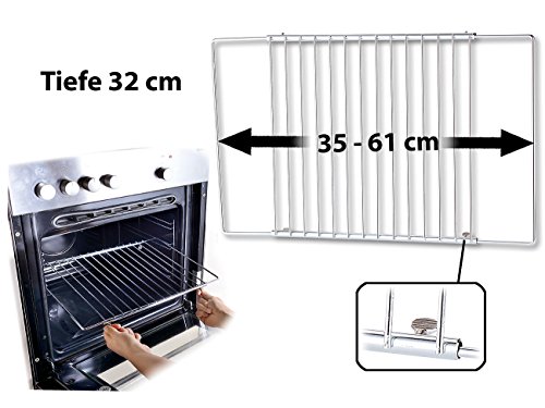 Rosenstein & Söhne Universal-Backofenrost, ausziehbar von 35 – 61 cm, 32 cm tief - 2