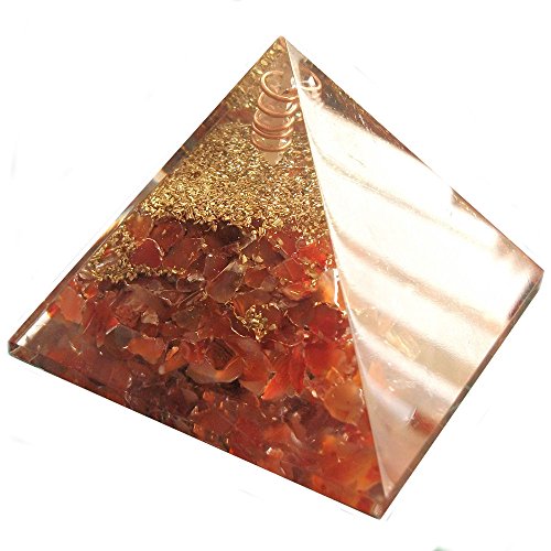 Orgon-Generator Karneol Pyramide, Orgonit aus Edelsteinen und Metallen, wandelt negative energie in positive energie – 70mm - 4