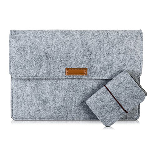 kwmobile Laptoptasche Filz Sleeve f  r 15  15 6  Laptop Ultrabook - Notebook Tasche Schutzh  lle Laptop Case H  lle in Grau mit Innentaschen Innenma  