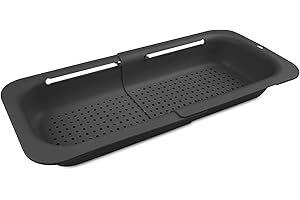 Fousenuk Sitko do zlewozmywaka, wysuwany kosz sitowy nad zlewem czarny