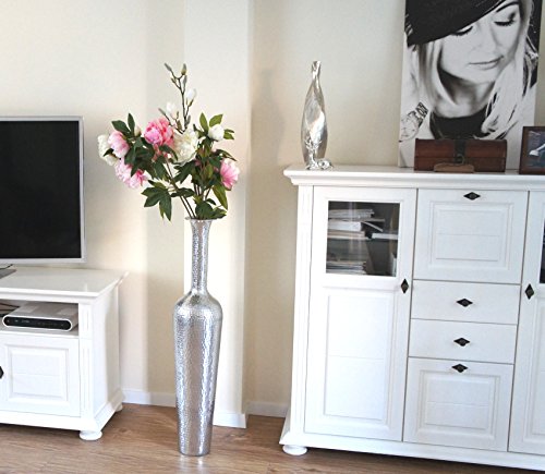 XXL Bodenvase „Hermine“, Metall Alu glänzend Designer-Vase Farbe Silber, 87 cm - 3