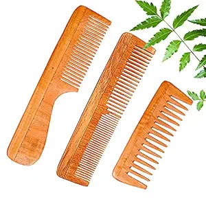 DREAMWIND Neem Wooden Comb for Women & Men | Hair Growth | Anti-Bacterial | (Pack of 3)