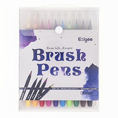Ezigoo Brush Pen Set - 10 Farben - Pinselmarkierungen mit weichem flexiblen realen Pinselspitze schaffen Aquarell Effekt