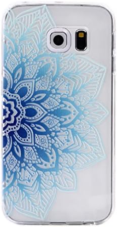 Samsung Galaxy S6 Edge Case, YHcase Accessory Ultra Thin Transparent Clear Soft Gel TPU Silicone Case Cover for Samsung Galaxy S6 Edge -Blue Flower
