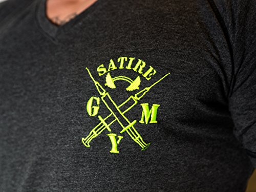 T-Shirt Fitness V-neck Satire Gym Farbe Grau Anthrazit Für Fitness & Training, Muskeln Muscle Fit - 4