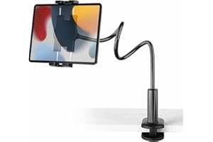 woleyi Tablet Holder Bed Gooseneck Mount, Flexible Long Arm Tablet Stand for Kitchen Table Nightstand Headboard Desk [Multi-Angle Adjustable] for iPad, Galaxy, Huawei, Lenovo, Fire, iPhone 4-13"
