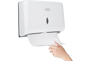 QINGLANG Paper Towel Dispenser Wall Mounted Hand Paper Dispenser Holds 200 Paper,C-Fold Hand Towel Dispenser Toilet Tissue Dispenser for Bathroom Kitchen Hotel Resturant (White)