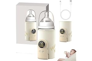 Flaschenwärmer Baby Unterwegs, HOVCEH Tragbarer Flaschenwärmer Baby mit LCD-Display 6000mAh, Portable Bottle Warmer 6 stufige Schnellheizung für Unterwegs und Zuhause
