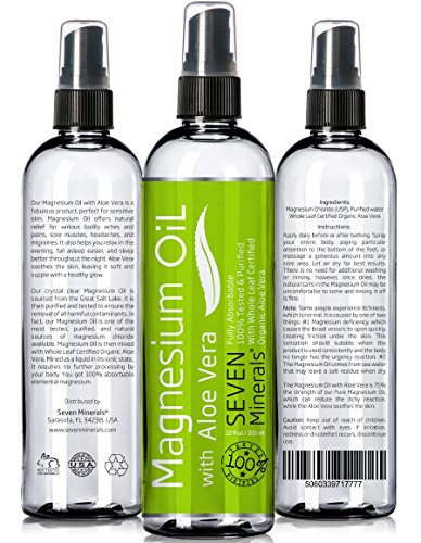 Preisvergleich Produktbild Magnesiumöl mit ALOE VERA - WENIGER JUCKREIZ - USP-Qualität - KOSTENLOSES EBOOK - Große Flasche mit 355ml - ERGEBNISSE ERZIELEN ODER GELD ZURÜCK - Linderung bei Restless Legs, Beinkrämpfen, Muskelkater. Für gesundes Haar & Haut, besseren Schlaf!