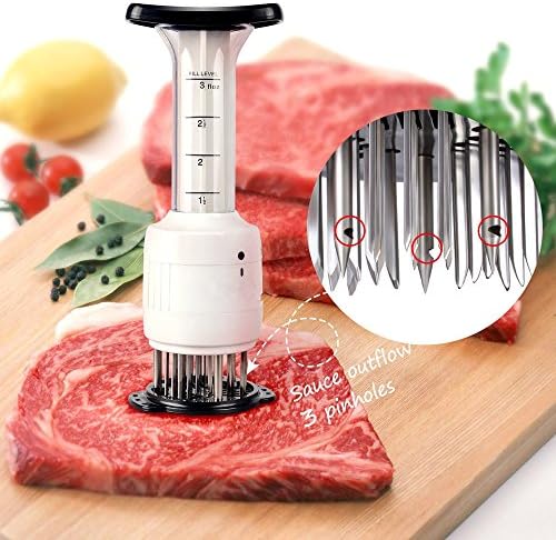 Meat Tenderizer - 304 Stainless Steel Kitchen Tool Meat Tenderizer Needle 3 Pinholes Injector, for Tenderizing Any Meats,Professional Meat Tenderising Tool for Beef/Steak/Chicken/Pork/Veal